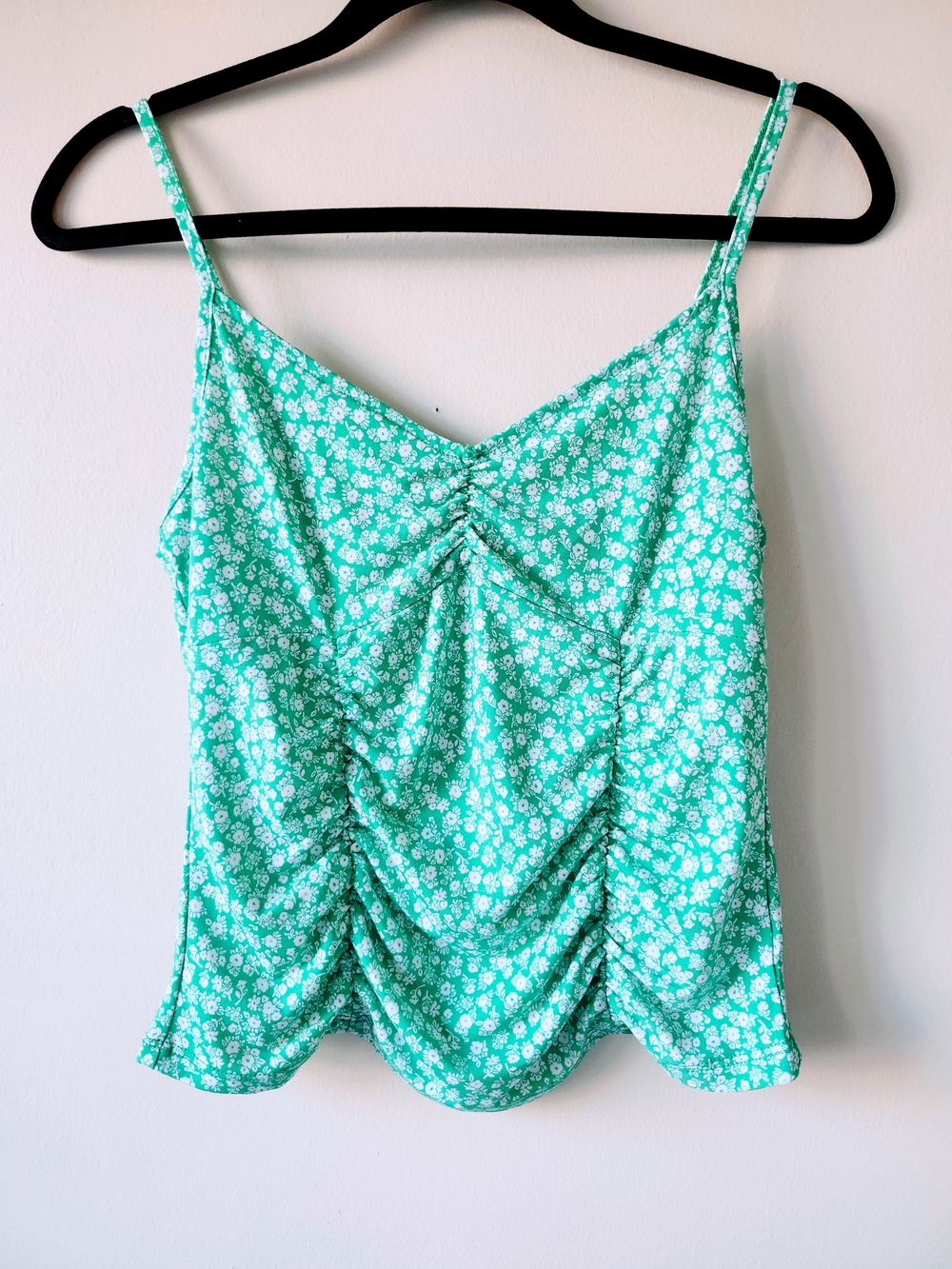 Ambiance Mint Green Floral Ruched Cami Top